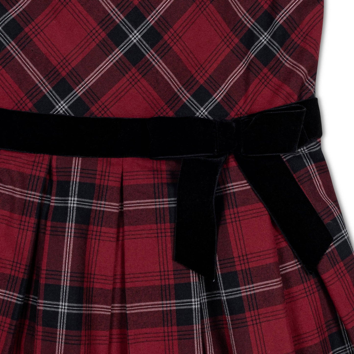 Organic Peter Pan Collar Party Dress: Oxblood City Plaid / 2T