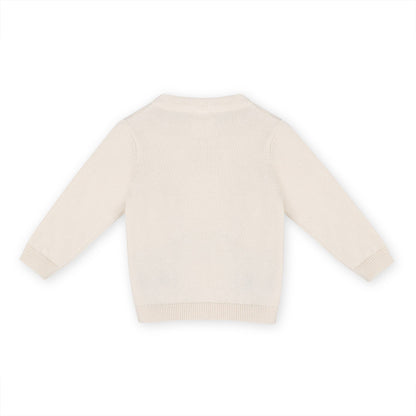 Moose Jacquard Knit Baby Pullover Sweater (Organic Cotton): Natural