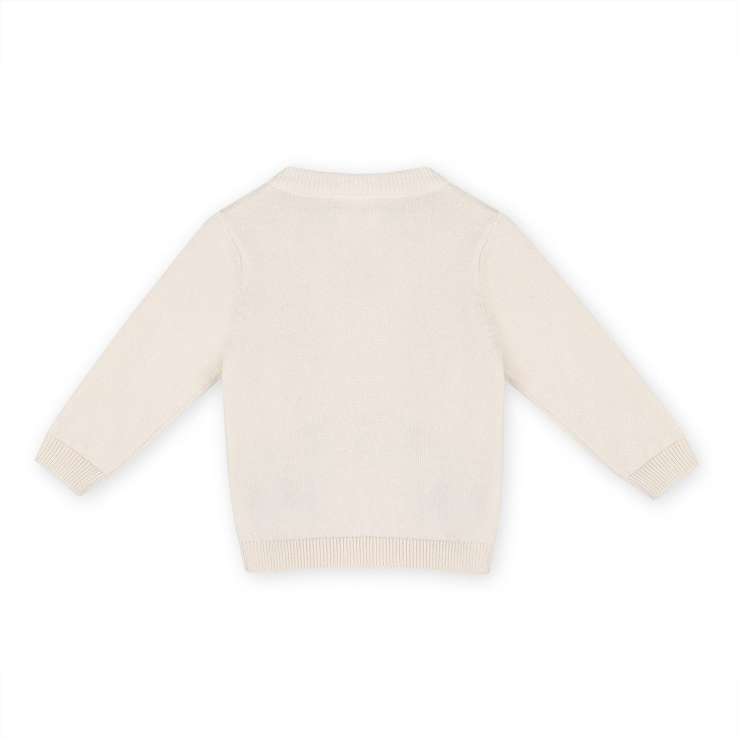 Moose Jacquard Knit Baby Pullover Sweater (Organic Cotton): Natural / 12-18M