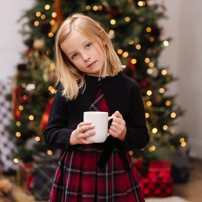 Organic Peter Pan Collar Party Dress: Oxblood City Plaid / 2T