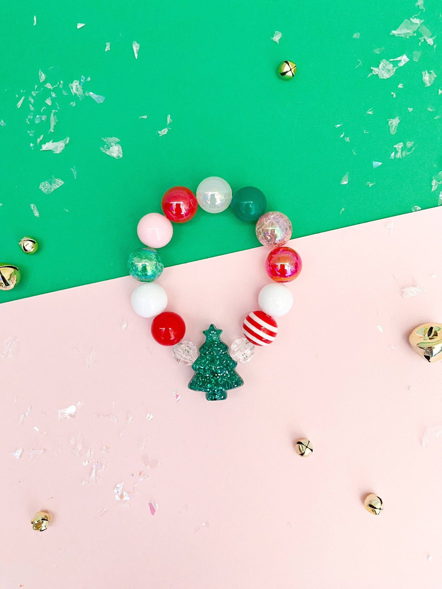 Kids Christmas Bracelet – Green Tree Holiday Beads