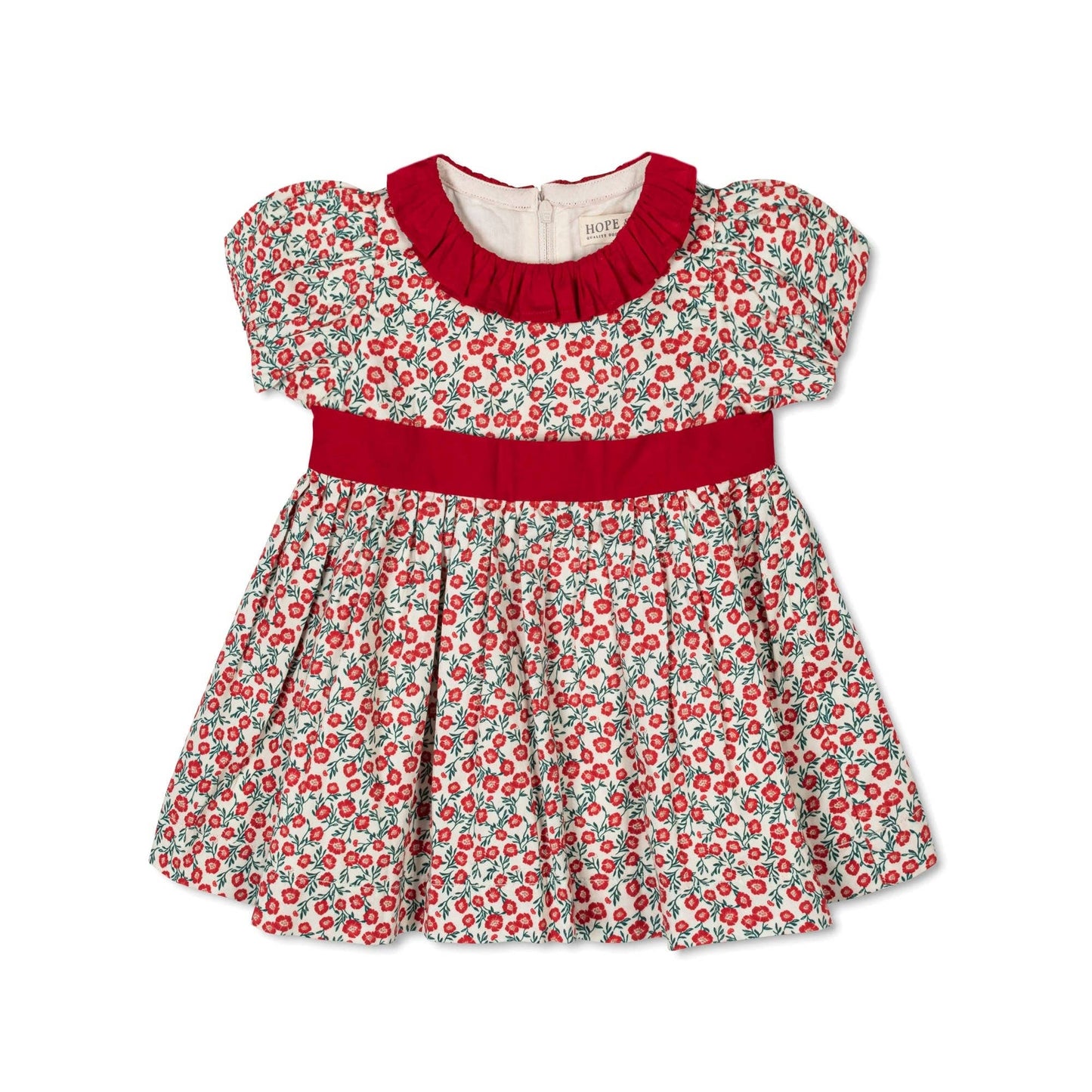 Organic Ruffle Collar Sateen Dress - Baby: London Floral / 12-18M