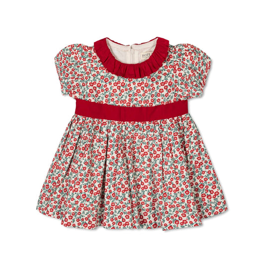 Organic Ruffle Collar Sateen Dress - Baby: London Floral / 18-24M