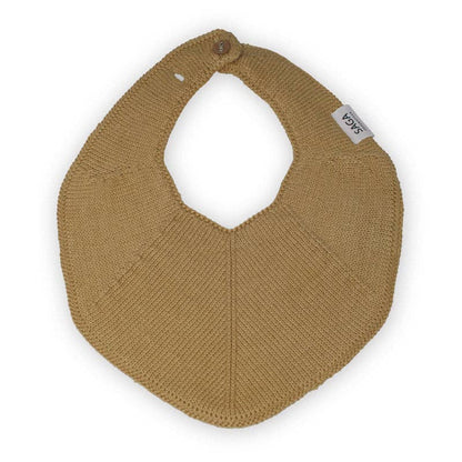 Knitted Baby Bib - Organic Cotton - Honey - Adjustable