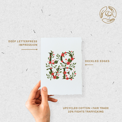 Floral Love Friendship | Eco-Friendly Greeting Card: Folded A2 Greeting Card. Blank Inside.