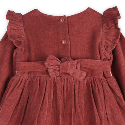Amber Velvet Baby Dress & Bloomer Set (Organic Cotton): Terracotta / 12-18M
