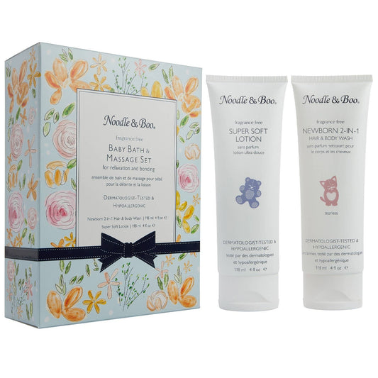 Baby Bath & Massage Set, Fragrance Free, Flowers