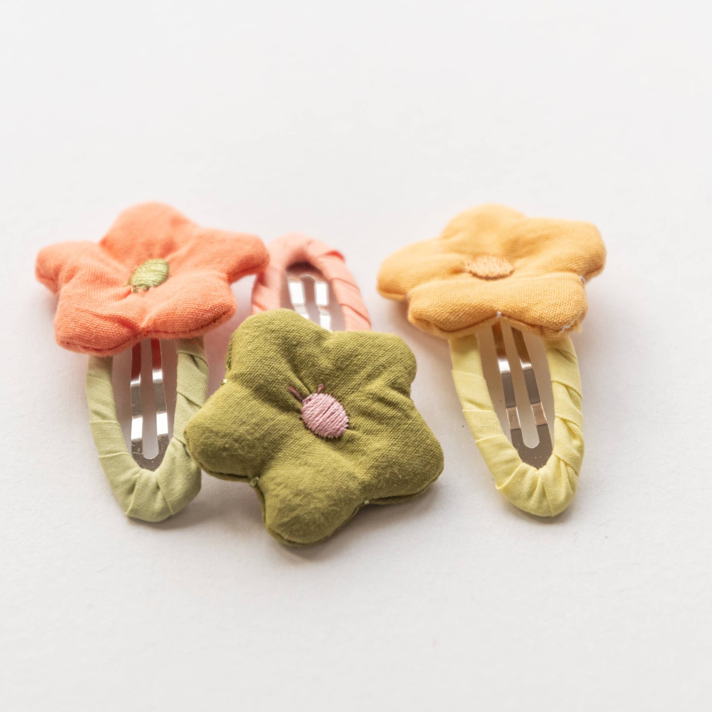 Flower Fabric Snap Hair Clip | Yellow