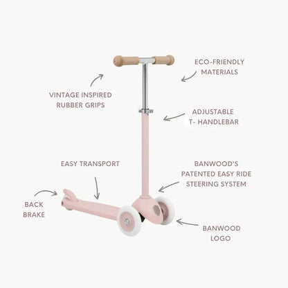 BANWOOD ECORIDE PACK - SCOOTER & HELMET - FADED PINK