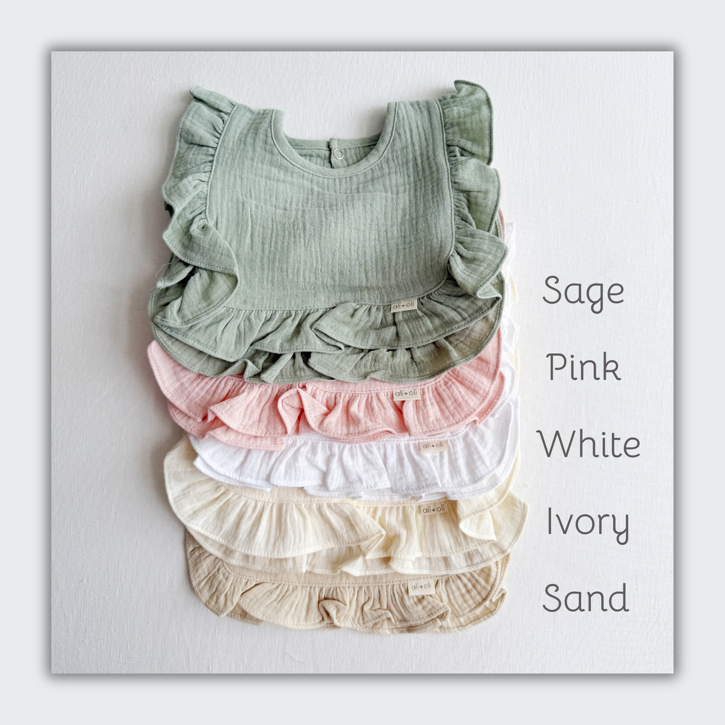 Muslin Cotton Ruffle Baby Bib (Sage)