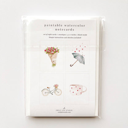 Love sweet love paintable watercolor notecard set