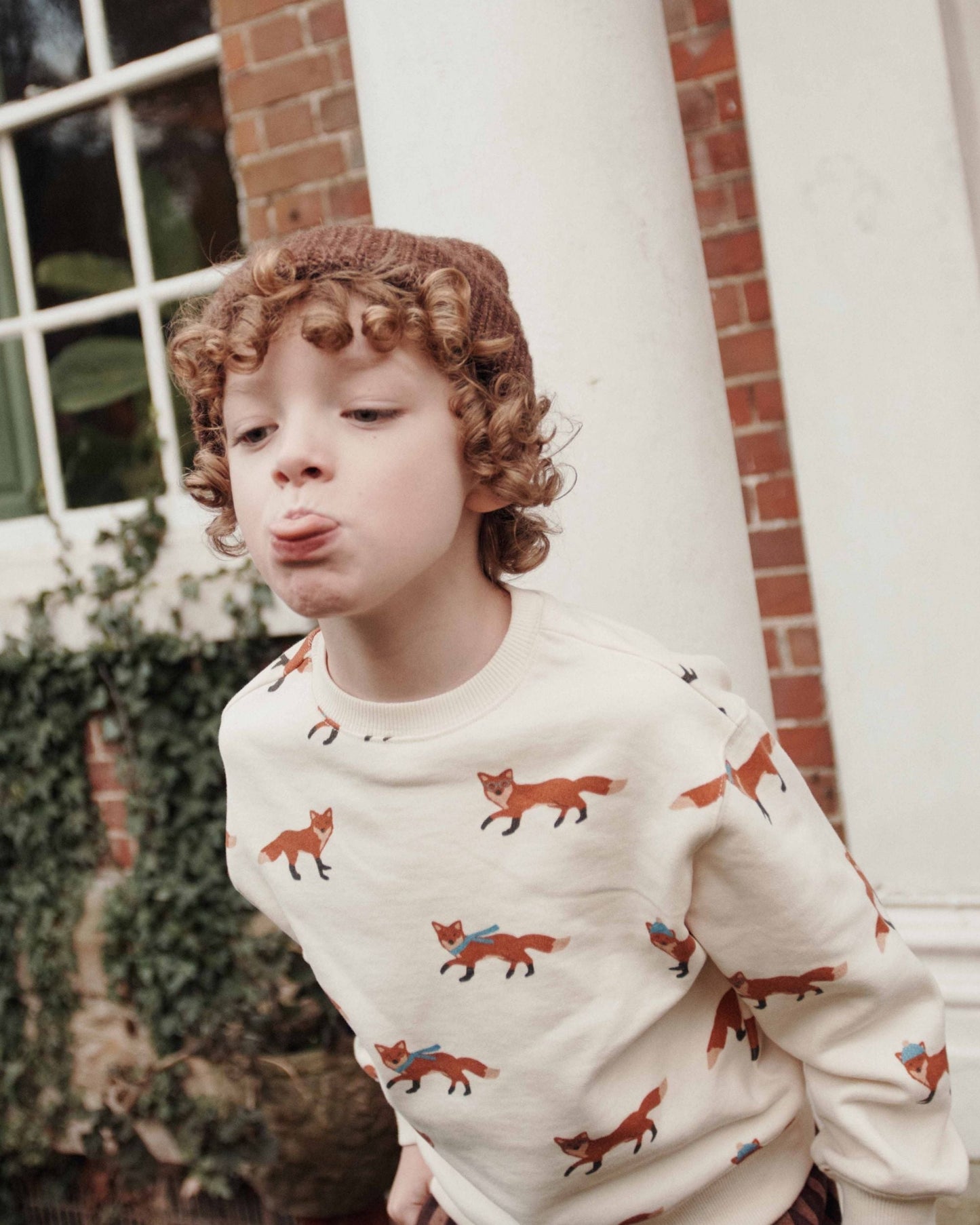 Sweatshirt - Ecru Fox Print