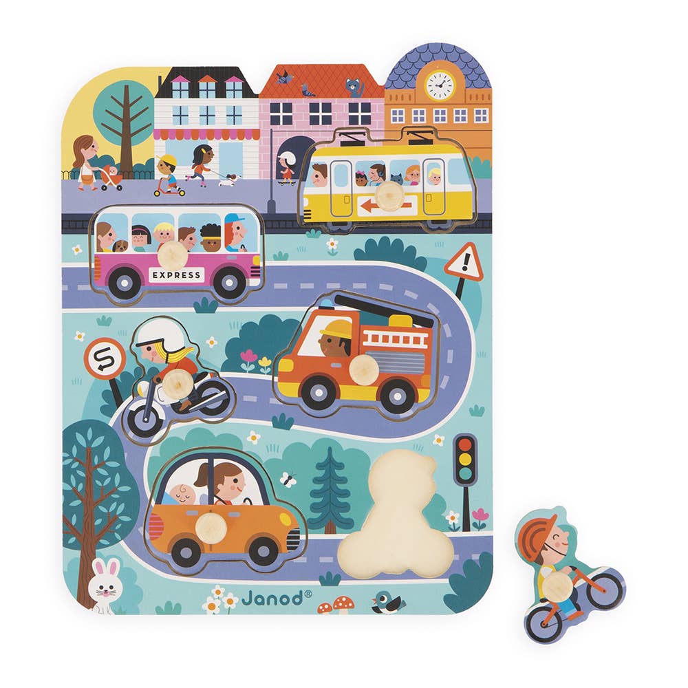 Peg Puzzle - In the Town | Fine motor skills