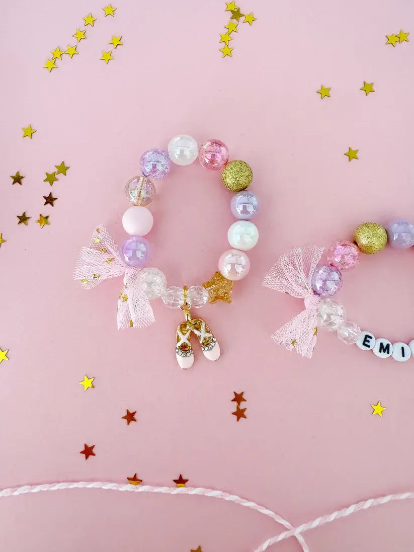Ballet Recital Ballerina Beaded Charm Bracelet