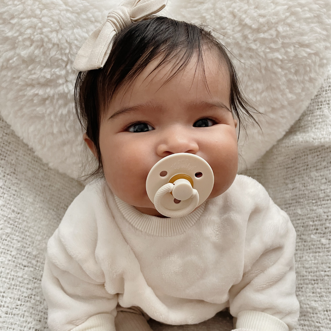 *NEW STYLES* Itzy Soother™ Natural Rubber Paci Sets: Coconut + Toast 6-18 M