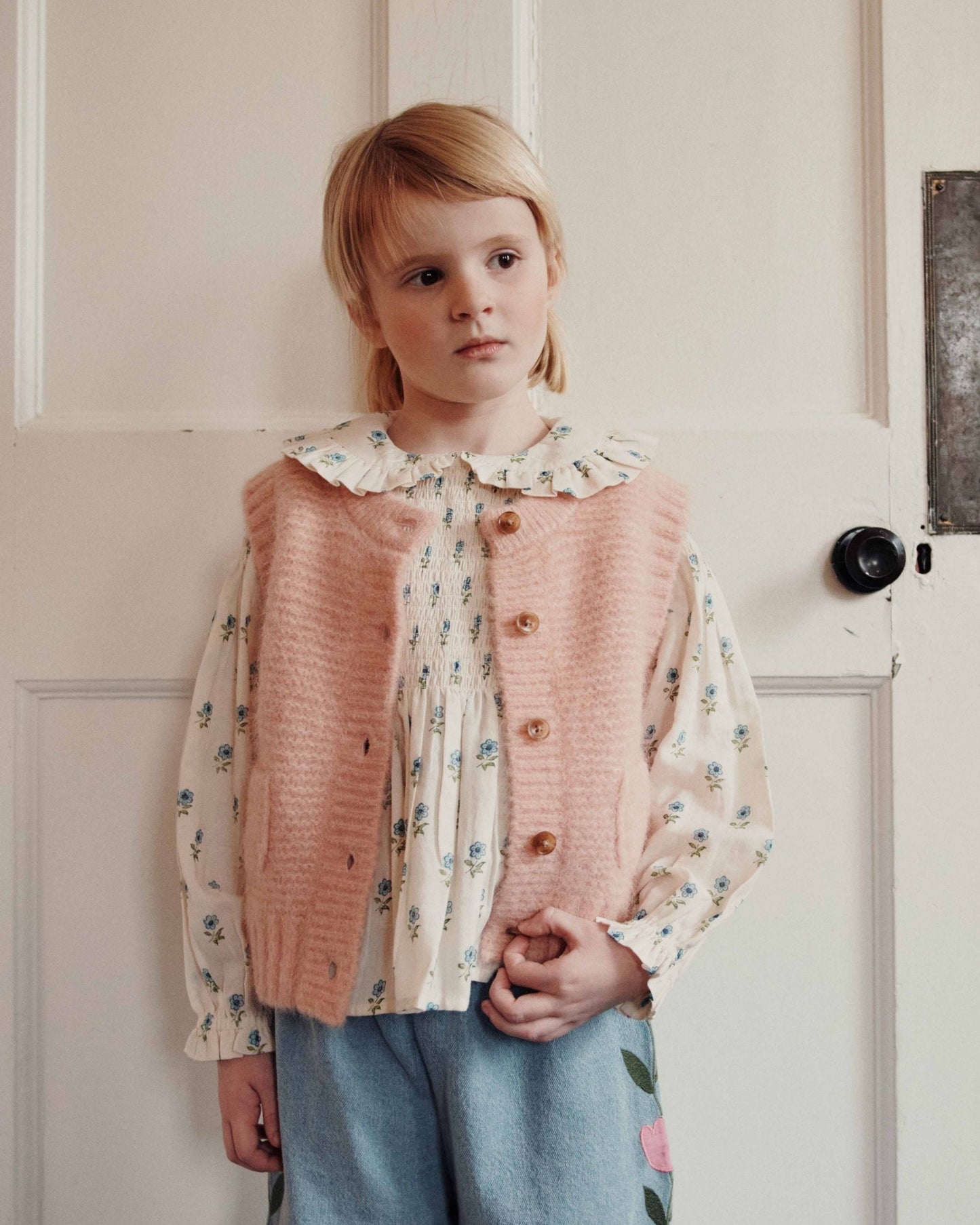 Sleeveless Cardigan - Pale Pink