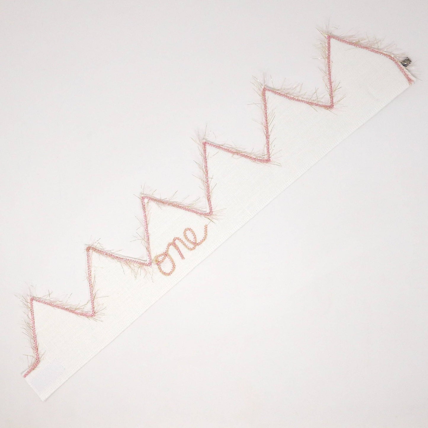 "One" #10Blush Linen Crown w/#10PG Pnk/Gld EL Trim: Oyster / Toddler