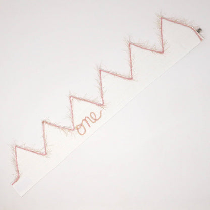 "One" #10Blush Linen Crown w/#10PG Pnk/Gld EL Trim: Oyster / Toddler