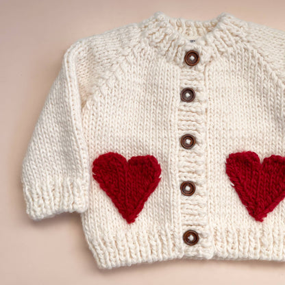 Heart Cardigan Red Baby Kid Apparel Sweater Valentine's Fall: XS; 6-12M