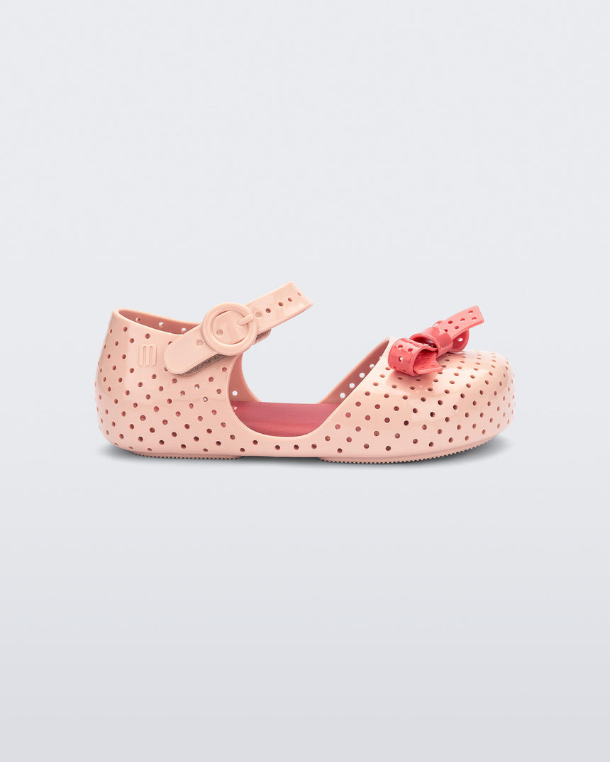 Mini Melissa Pop Baby Ballerinas: Beige/Red