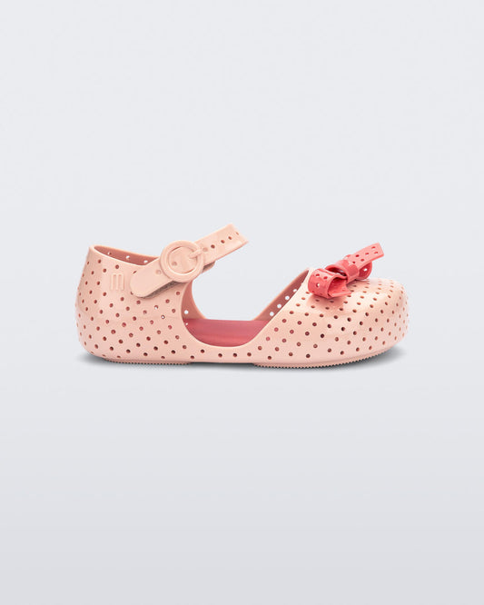 Mini Melissa Pop Baby Ballerinas: Beige/Red
