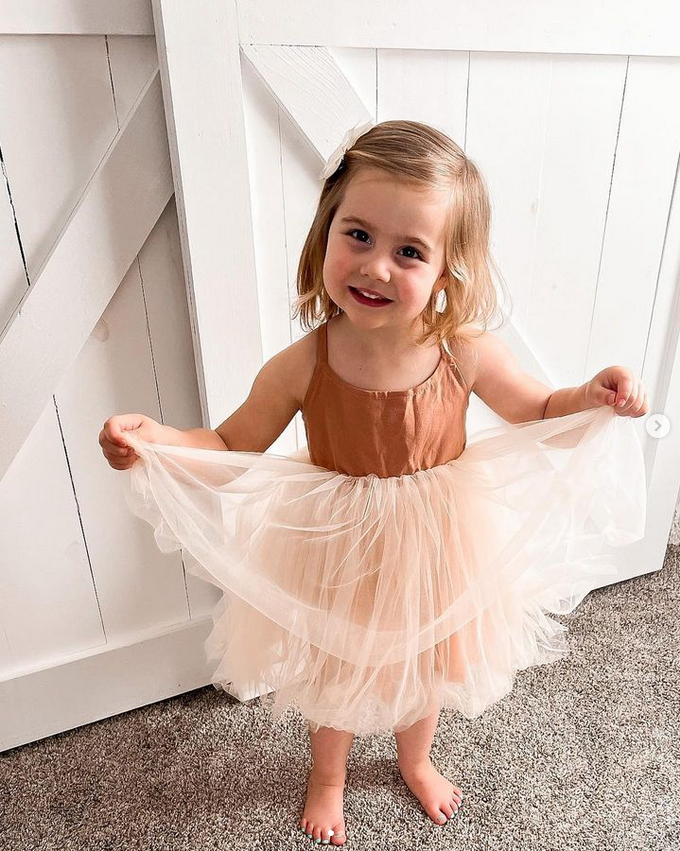 Annie & Charles® organic linen tulle dress: Greenery