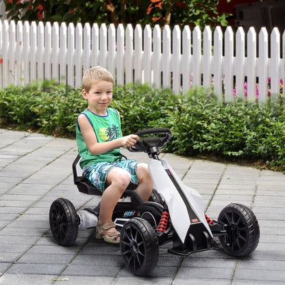 Aosom 12V Electric Go Kart for Kids –White, Adjustable Speed
