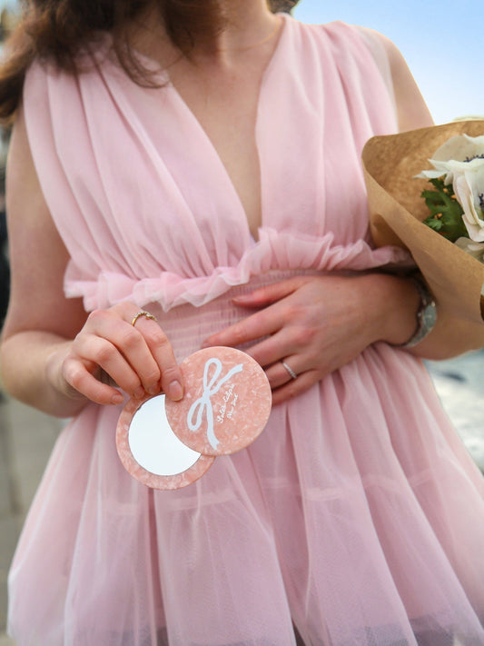 Hand-painted Vintage Ballet Bow Compact Mirror | Eco-Friendly