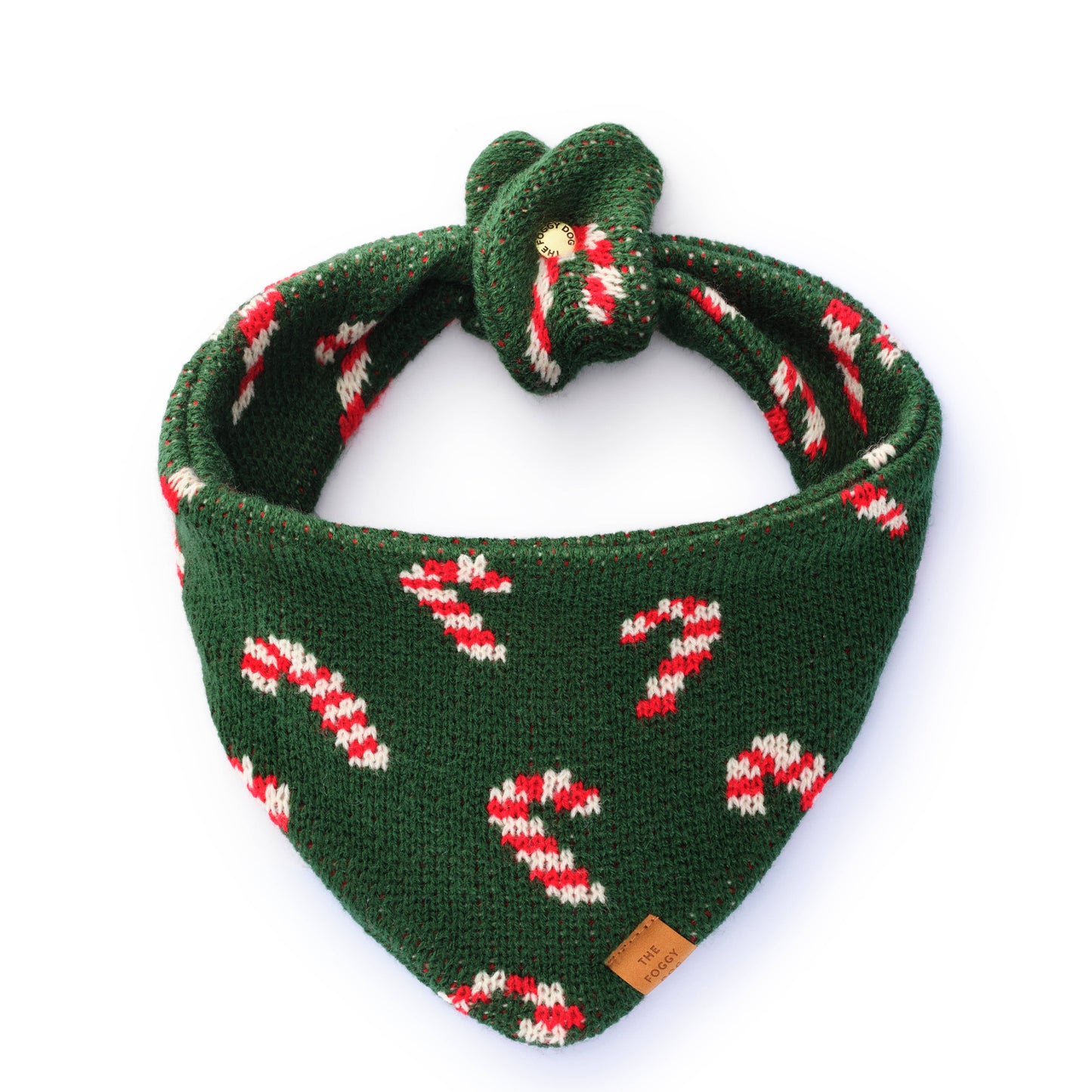 Candy Cane Knit Holiday Dog Bandana: Large