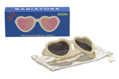 Sweet Cream Polarized Heart Sunglasses with Mirrored Lens