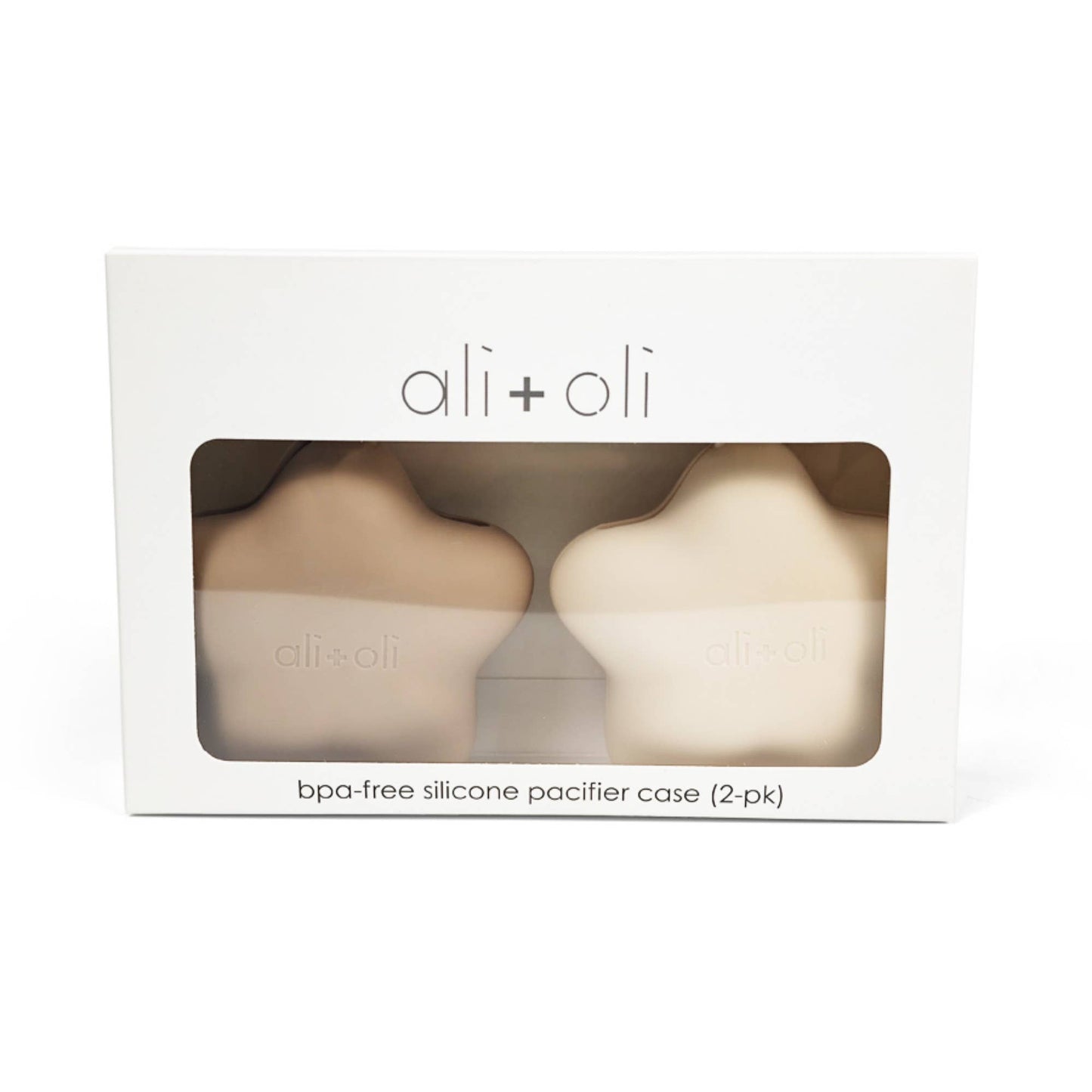Ali+Oli Silicone Pacifier Case 2-pack Star (Taupe-Sand)