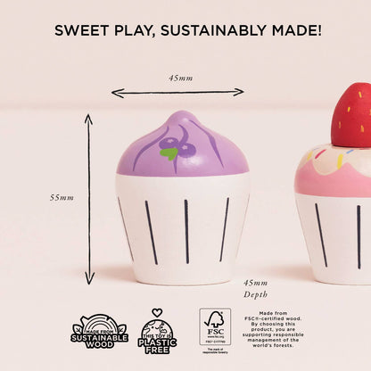 Wooden Cupcake Play Food Set