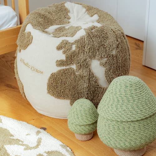 Pouf World Map Rugcycled