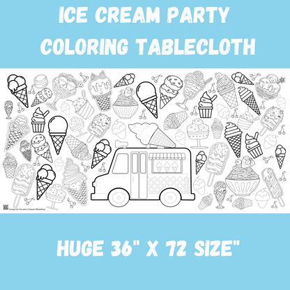 Ice Cream Coloring Tablecloth Summer Activity for Kids