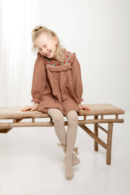 Annie & Charles® RIB TIGHTS WITH STITCH FINIA: Brown