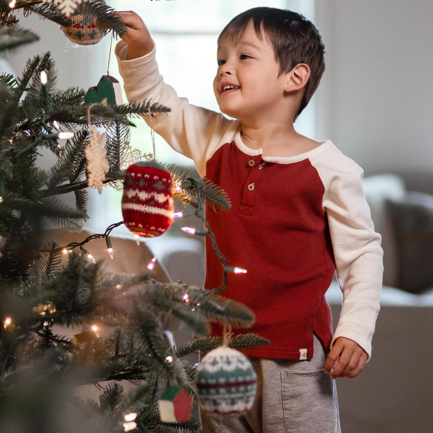 Thermal Organic Boy Tee & Pants Set - Brick Red: 3T