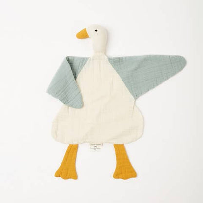 Organic Muslin Duck Toy: White & Mint
