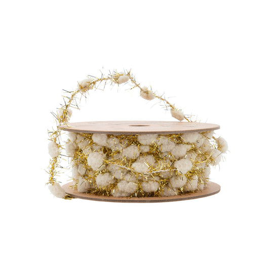 3/8" Tinsel Pom-Pom | Ivory | 10 Yard Roll