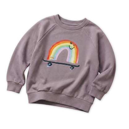 Organic Cotton Sweatshirt - Rainbow Skateboard: Lavender / 2Y