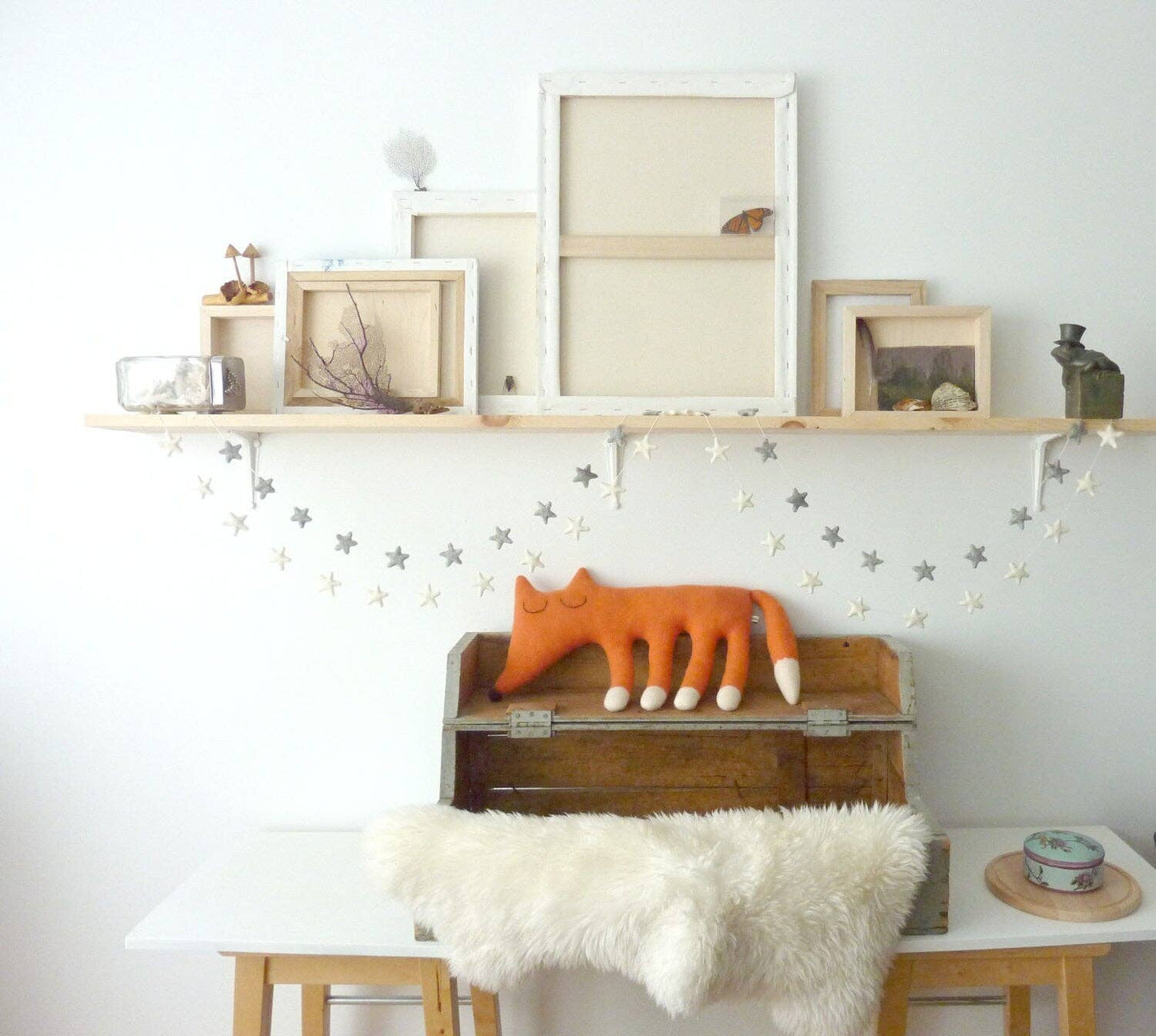 Handmade Felt Star Garland : White