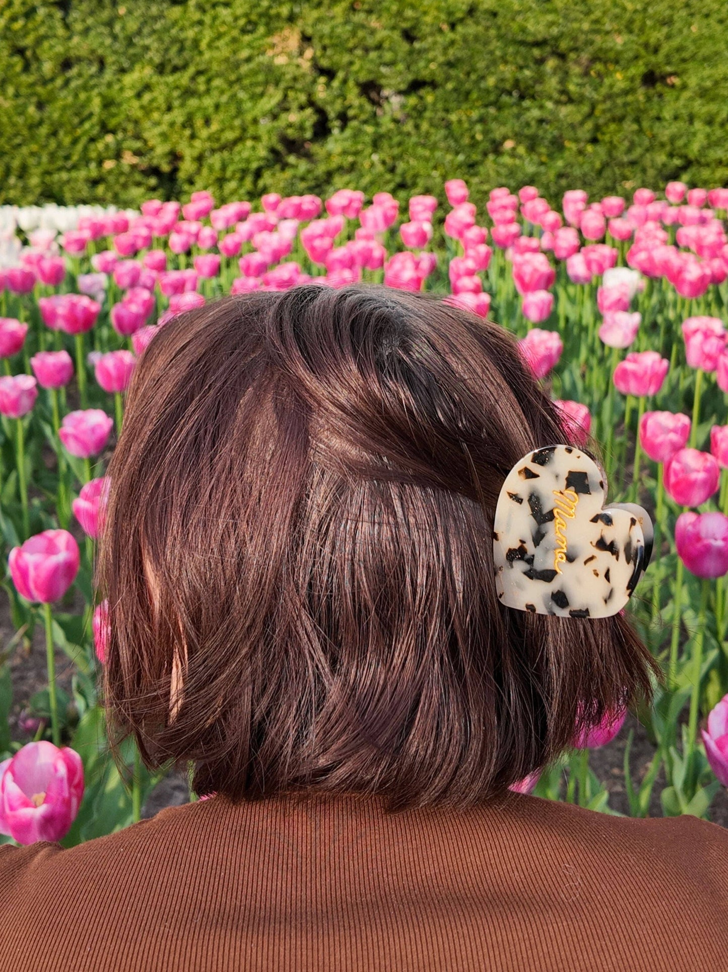 Hand-Painted Mama Heart Acetate Claw Hair Clip | Eco-Friendly