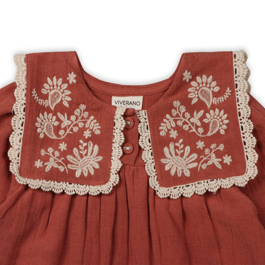 Sola Embroidered Collar Baby Dress & Bloomer