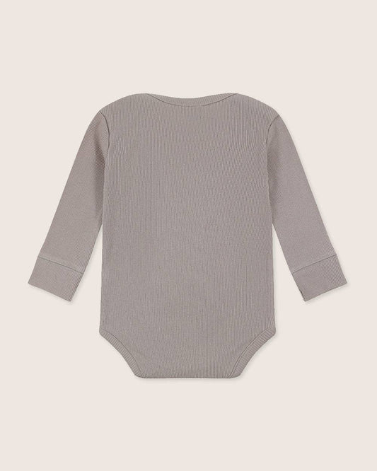 Grey Rib Bodysuit: Grey / 3-6 Months
