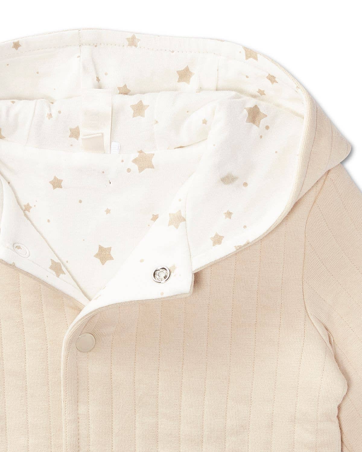 Star Print Quilted Jacket: Oatmeal-Winter White / 12 Months