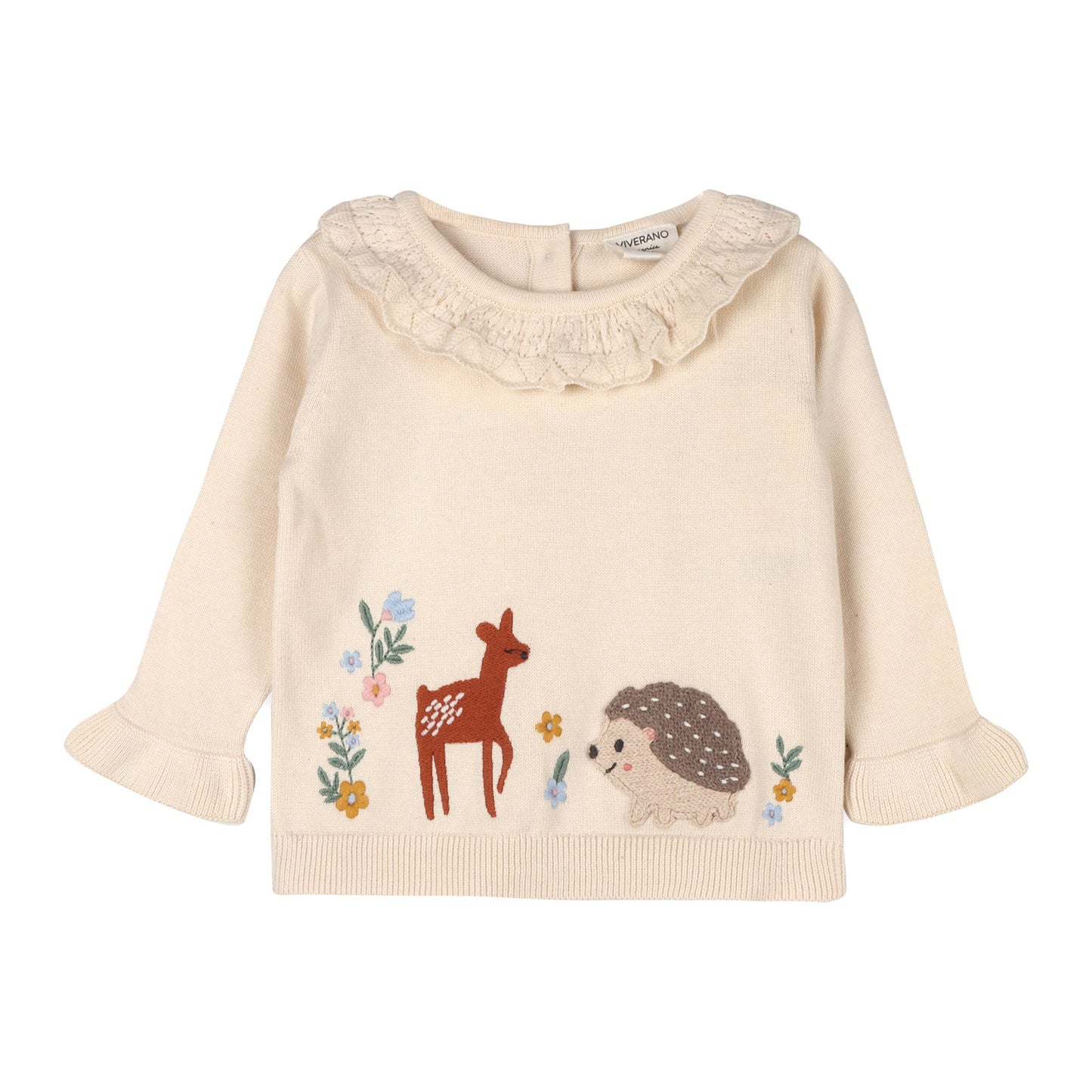 Woodland Embroidered Sweater Knit Baby Pullover & Pants SET: Natural / 12-18M