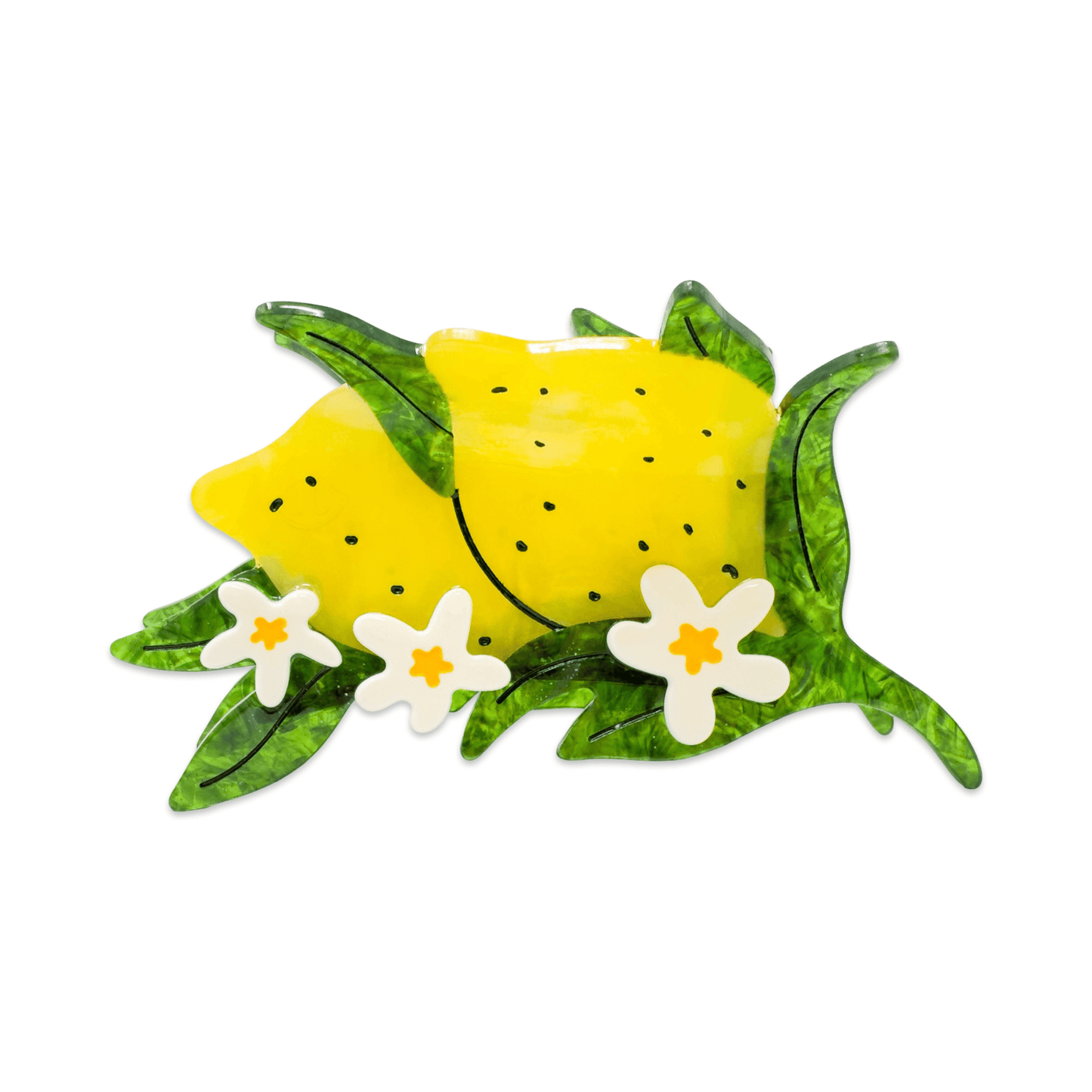 XL Lemon and Flowers Hair Claw Clip