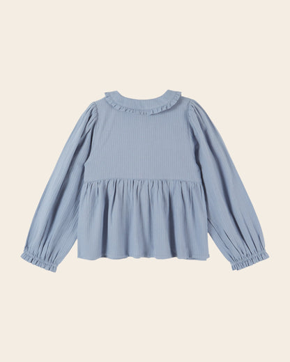 Blouse - Smocked Blue Cherries