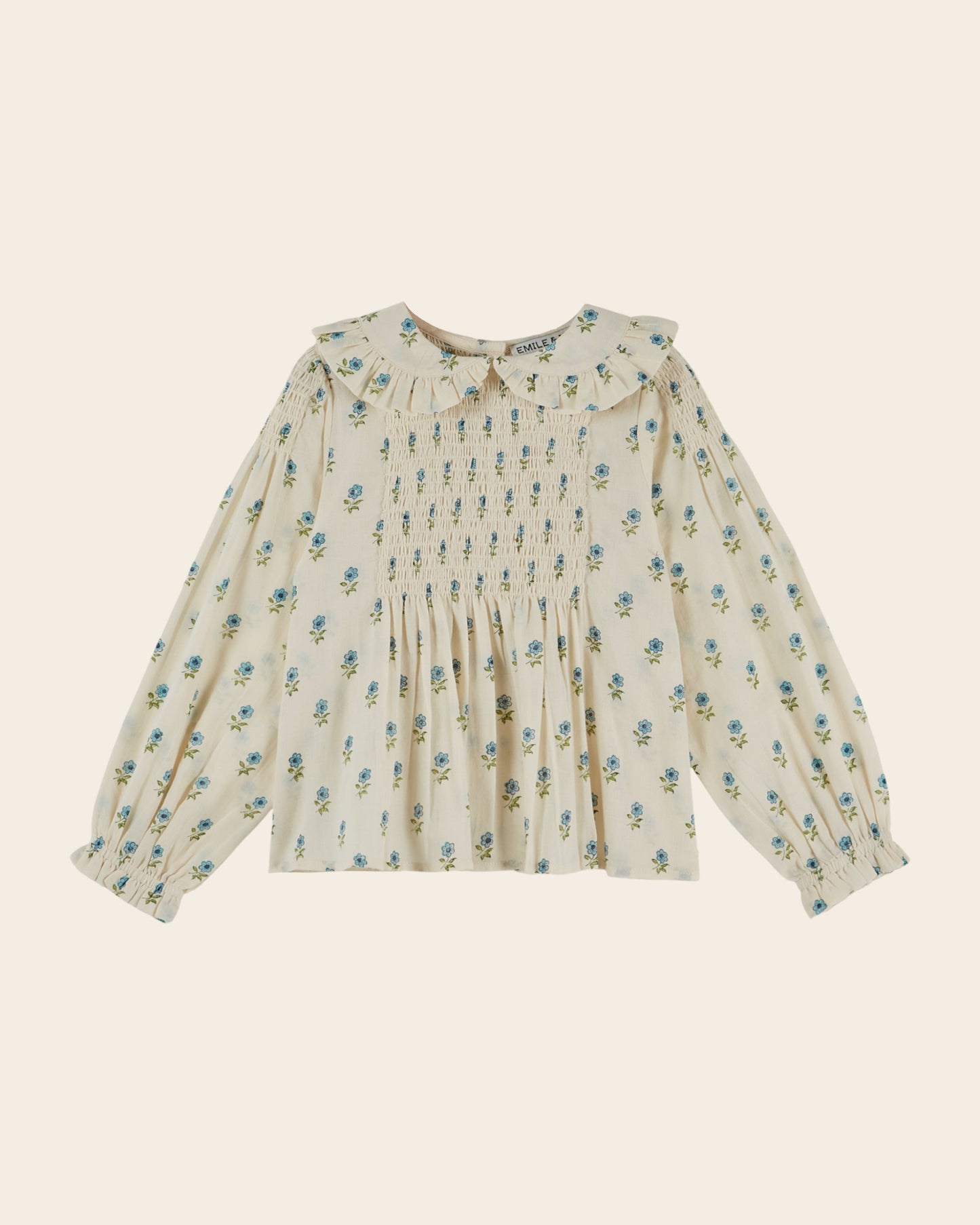 Blouse - Smocked Ecru Floral