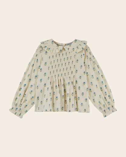 Blouse - Smocked Ecru Floral