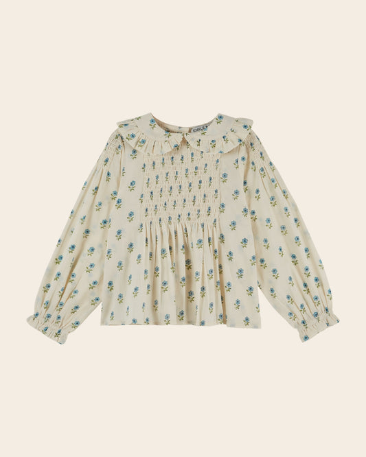 Blouse - Smocked Ecru Floral